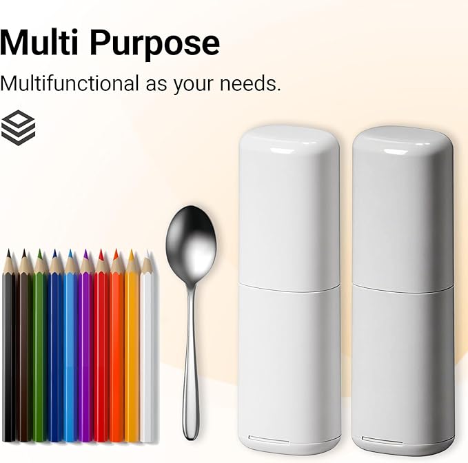 2PCS Toothbrush and Toothpaste Travel Case, Portable Tooth Brush Travel Case, Large Capacity, Small and Compact, Suitable for Journey, Gym, School, Camping, Home (White and Gray)