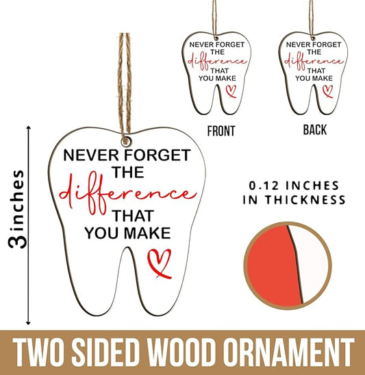 Dental Hygienist Christmas Ornament - 3" Wooden, Thank You Gifts for Women Men, Dental Week Gift for Dentist Assistant Oral Surgeon Orthodontics, Tooth Decoration for Office Center