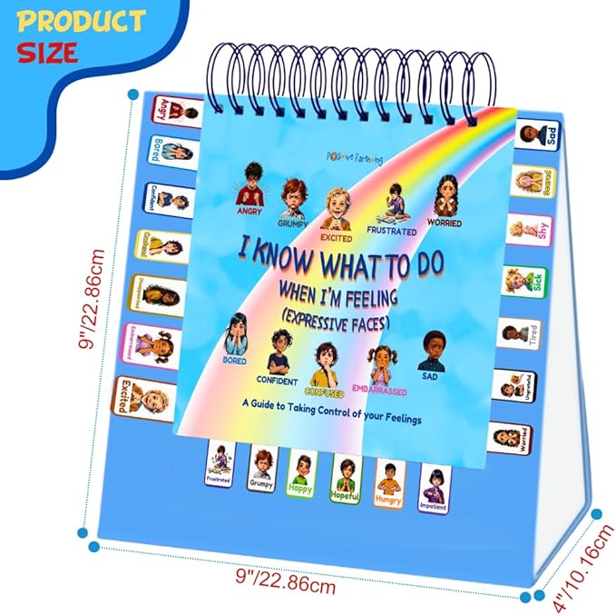 Thought-Spot Expressive Faces Flipbook | Emotions Wheel & Feelings Chart | Emotional Regulation Tool for Home, Class, Calm Down Corner | Helps Kids Learn Coping Skills | Autism Must-Have