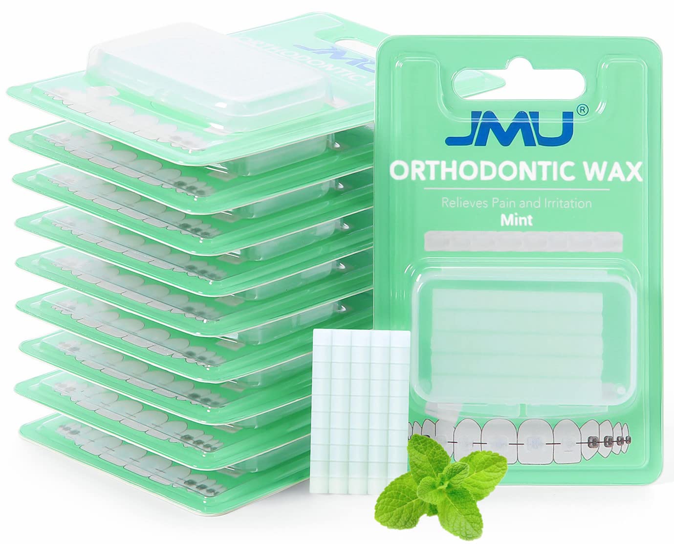 JMU 10 Pack Orthodontic Wax, Precut Braces Wax, Dental Wax Braces Mint Flavored