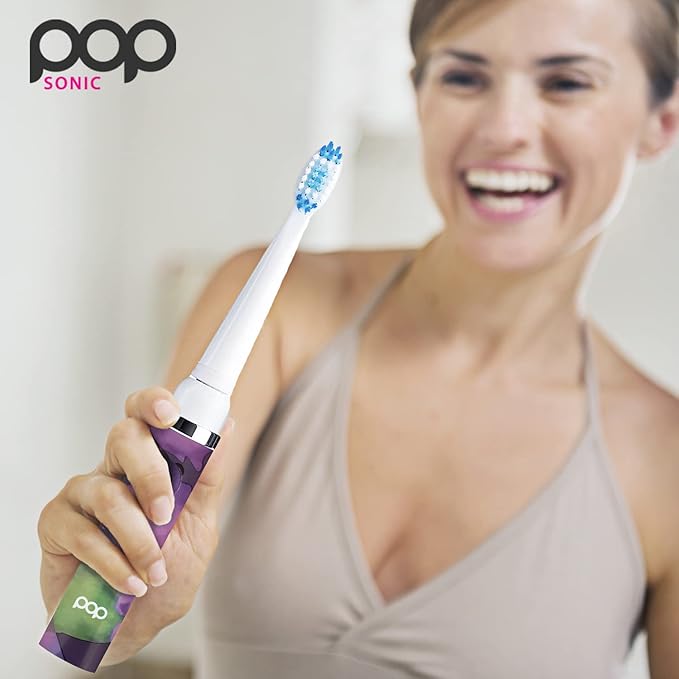 Pop Sonic Electric Toothbrush (Purple Watercolor) - Travel Toothbrushes w/AAA Battery | Kids Electric Toothbrushes with 2 Speed & 15,000-30,000 Strokes/Minute, Dupont Nylon Bristles