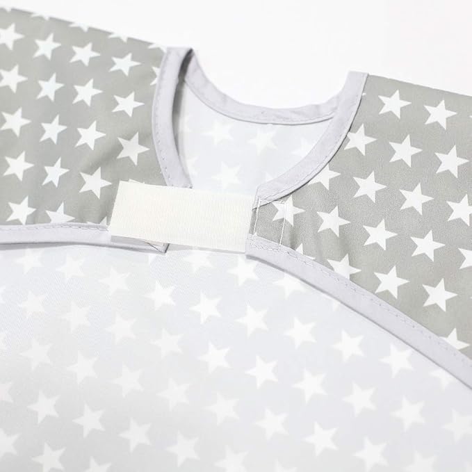 Short Sleeve Waterproof Bib for Toddlers – Easy Clean Feeding Apron for Mealtime, Daycare, Self-Feeding, Lightweight