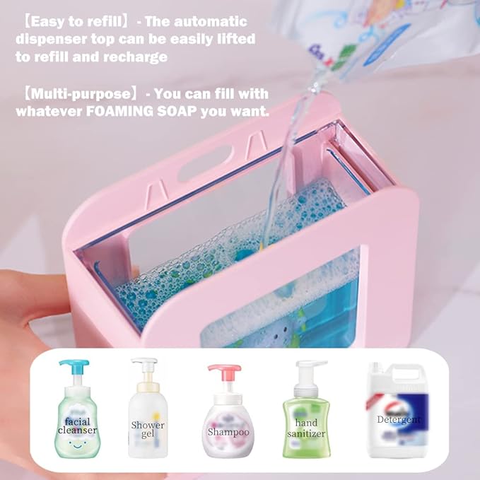 Automatic Foam Soap Dispenser - Cute Kids Touchless Unicorn Hand Soap Dispenser,Wall Mount Waterproof USB Rechargeable, 13.5oz/ 400ml for Bathroom Countertop, Kitchen, Office, Hotel, Preschool