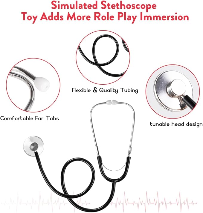 Meland Doctor Costume for Girls - Kids Scrubs with Lab Coat & Carry Bag, Doctor Dress Up for Halloween, Career Day Role Play