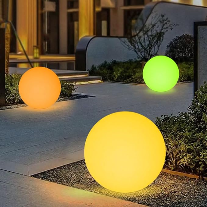 20-in LED Glowing Ball Light, Large Rechargeable LED Globe Orb Light w/Remote, Dimmable RGB Color Changing Globe Floor Lamp, Indoor/Outdoor Waterproof Mood Lamp for Home Garden Patio Lawn Party Decor