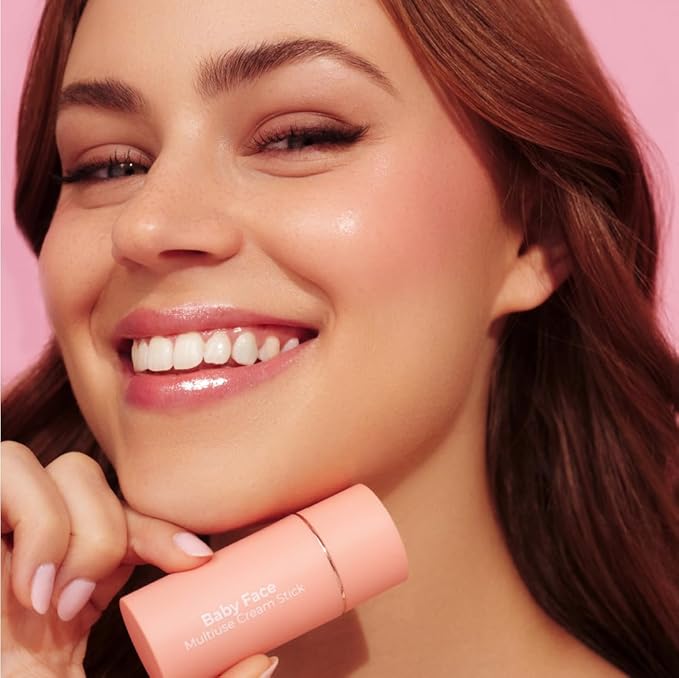 MCoBeauty - Baby Face Multiuse Cream Stick for Lips and Cheeks - Blush Stick in Coral Pearl Shade - Contains Moisturising Jojoba Seed Oil, Coconut Oil and More - Kitty