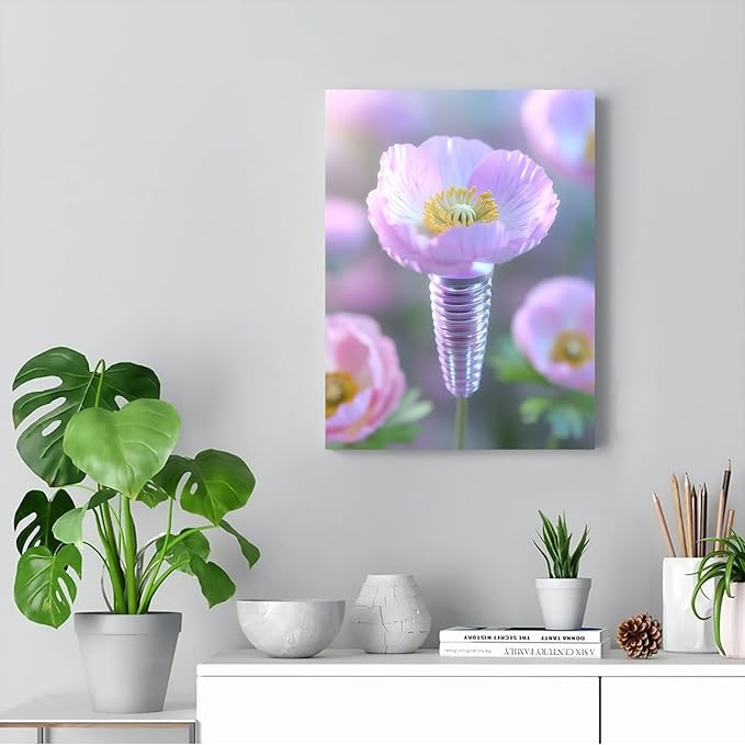 SchindlerBang Garden-Inspired Dental Art,Blossoming Molar Canvas,Refined Decor for Women's Clinics,Tea Rooms,and Gentle Spaces 16x20inch Ready to Hang