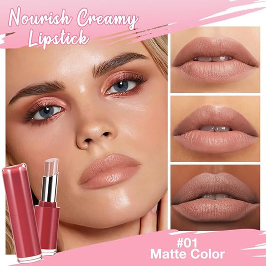 2Pcs Honey Lipstick Tinted Lip Balm Set - Matte Tint Cream Lipsticks for All Skin Tones,Hydrating Lip Stain,Can be Buildable Nourishing Moisturizing Suitable for Women to Every Day Makeup 01&05