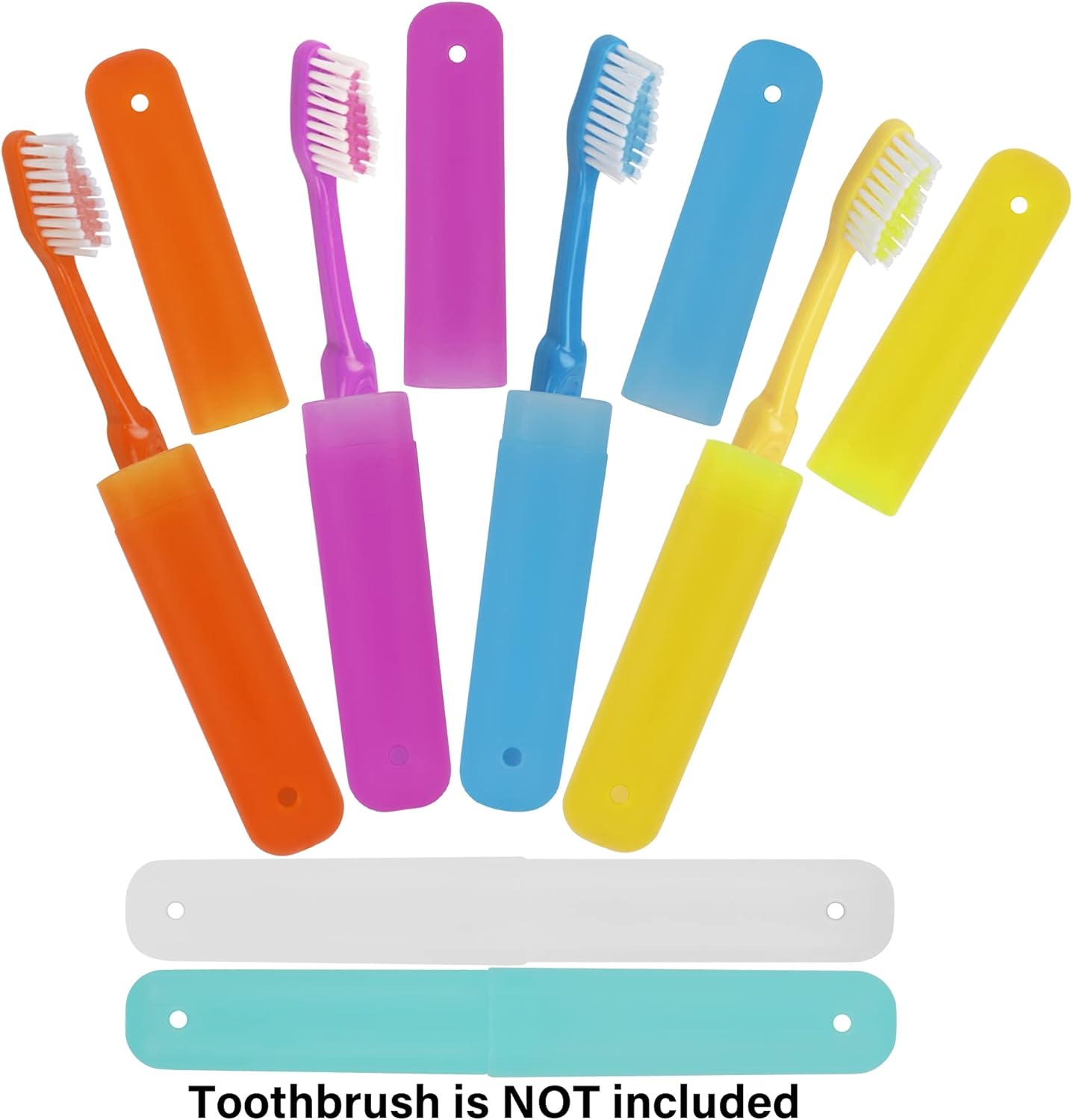 6 Pcs Travel Toothbrush Case Holder, Breathable Portable Toothbrush Container, Multiple Color Clear Toothbrush Holder for Home Trip Camping