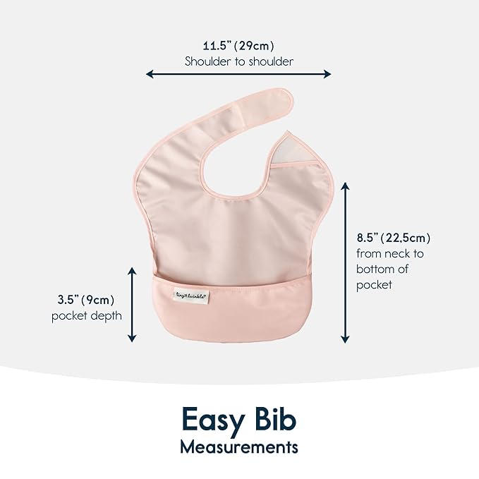 Tiny Twinkle Mess-Proof Baby Bibs for Eating | Waterproof, Wipeable Toddler Bibs with Catch-All Pocket | Feeding Bibs for Girls & Boys(5 Pack, Girl Spring)