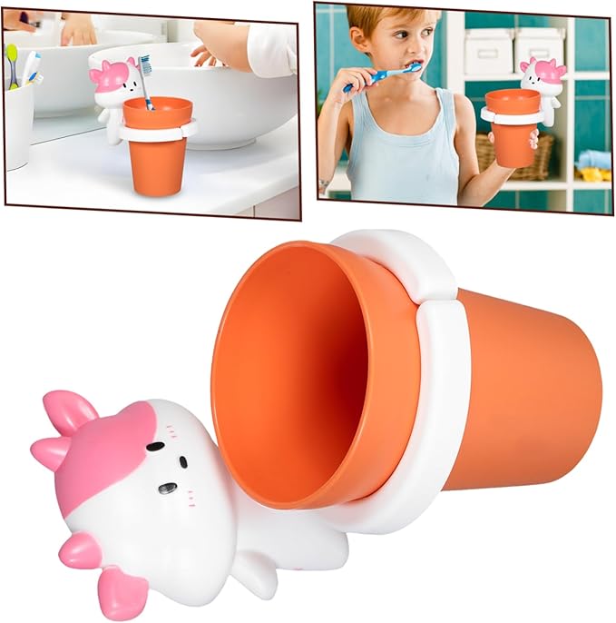BESTYASH Cartoon Animal Mouthwash Cup for Boy Girl Fun Toothbrush Rinse Holder Strong Adhesive Bathroom Accessory for Boy Girl's Oral