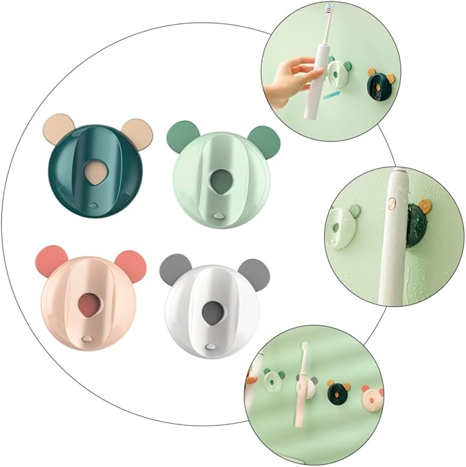 Sosoport 4pcs Magnetic Toothbrush Holders Wall Mounted Bathroom Storage Racks for Electric and Manual Toothbrushes Space-Saving Toiletry Organizer with Mixed Colors for Home and Travel