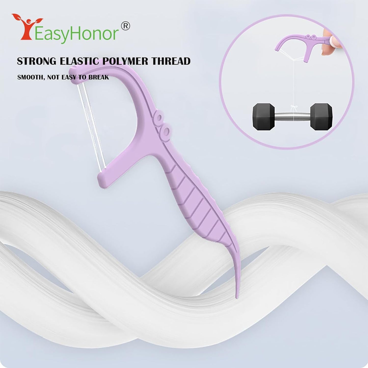 EasyHonor Dental Floss Picks,Twin-Line Lemon Flavor Dental Flossers, Dual Action Flossing System, Easy Carry and Pick, 156 Count Floss Sticks in 3 Portable case.(Purple, Lemon)