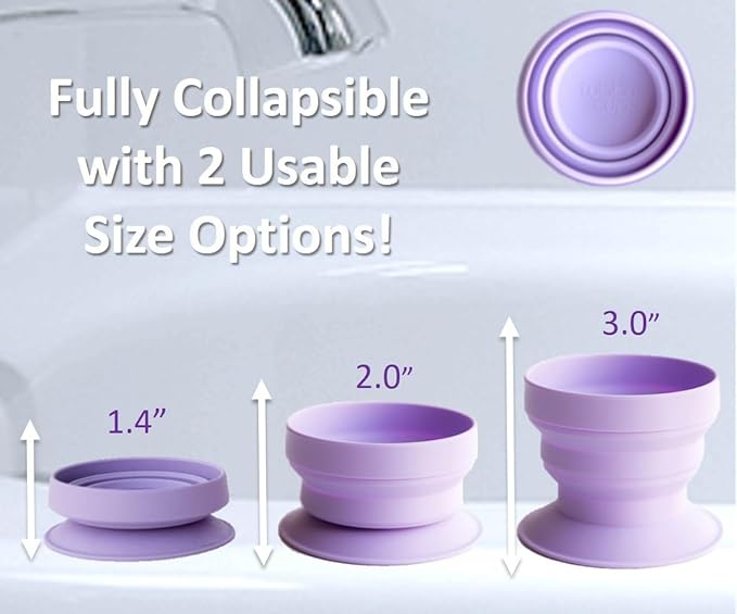 TubbyCup Baby Bath Rinse Cup, Collapsible & Convenient Space Saving Bath Cup with Suction Base, Sticks to Tub or Tile. Soft, Flexible, Makes Bath Time Safe & Fun. BPA-Free Non-Toxic Patented! (Purple)