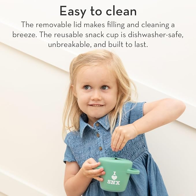 Bella Tunno Happy Snacker – Spill Proof Snack Cups for Toddlers and Babies, Snack Containers Made from Silicone BPA Free, Soft Opening & Removable Lid (Cheerio Mate)