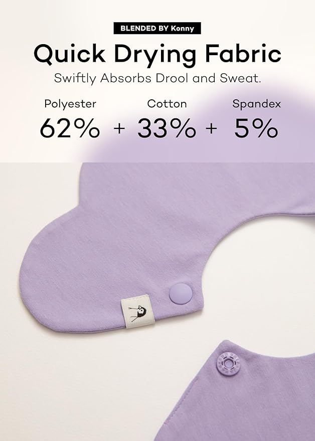 Konny Baby Bibs Set, 360 ° Rotate, Soft and Absorbent Bandana Drooling for Boys Girls baby Essentials