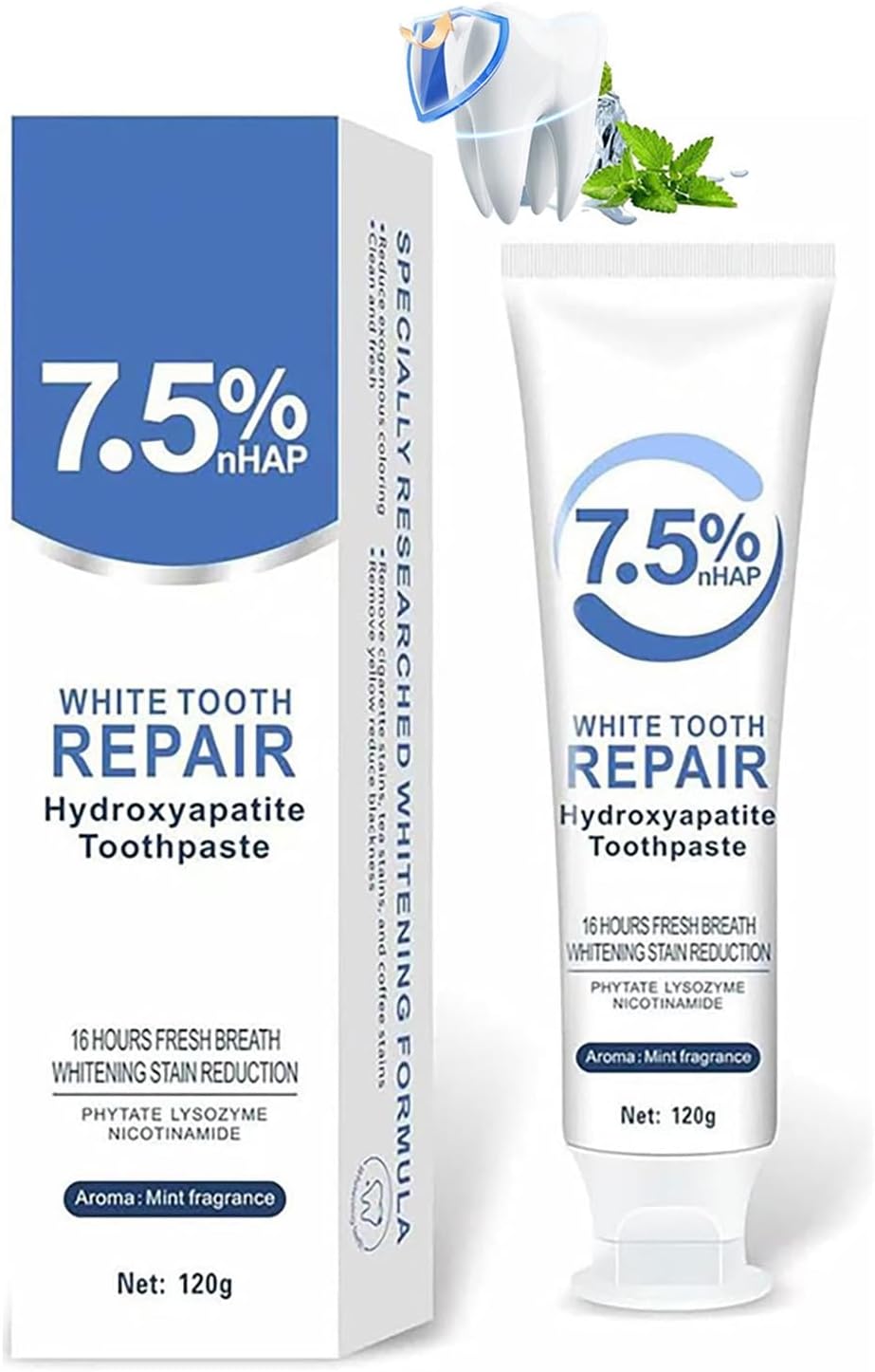 Hydroxyapatite Toothpaste 7.5, Mint Fragrance 16 Hours Fresh Breath,Best ceelike Hydroxyapatite Toothpaste for Enamel Protection and Tooth Strengthening Use for Oral Care (1Pack d, Mint_d)
