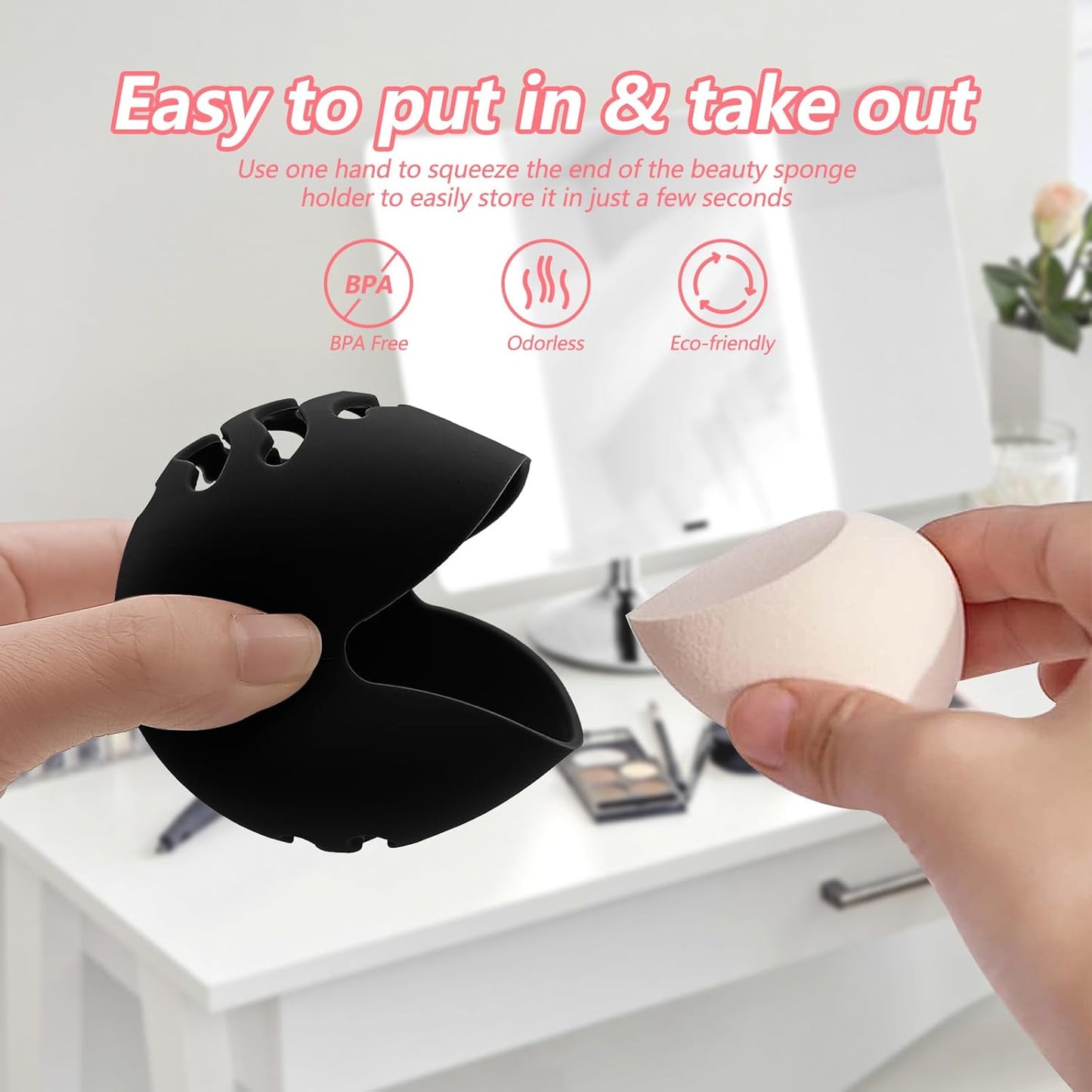 Makeup Sponge Holder Makeup Holder Beauty Blender Bolder Makeup Silicone Makeup Sponge Case Breathable Make Up Sponge Case Makeup Bag Essentials Suitable for Business or Travel（Black）