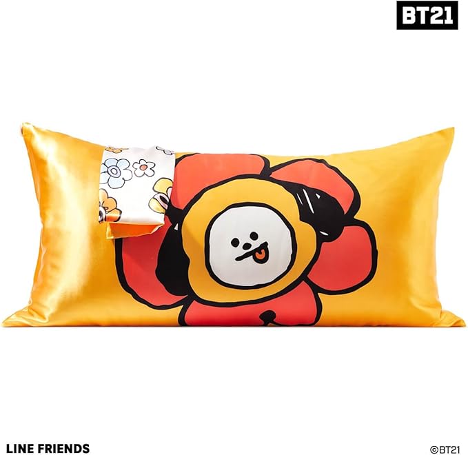 Kitsch x BT21 (Chimmy) Satin Pillowcase with Zipper for Hair & Skin - Softer Than Silk Pillow Cases, Smooth Cooling Pillow Cover, Wrinkle-Free, Machine Washable, King Size (19x36)