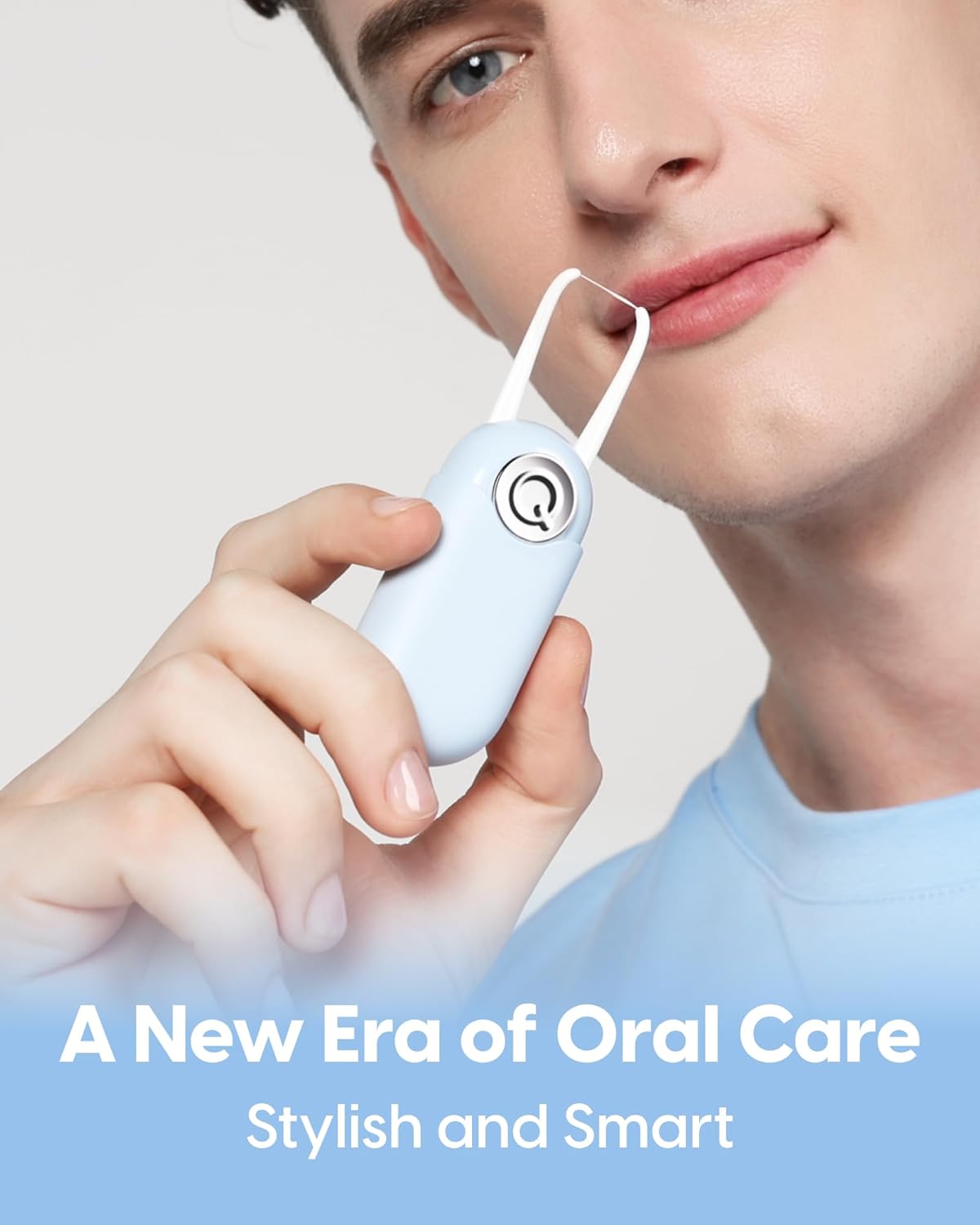 C1S Reusable Flosser Set, Auto-Restringing Flosser with Replaceable Floss Capsule, Multi-Hygiene, Portable Travel Floss, Recyclable Zero Waste, Unflavored(Wave Blue)