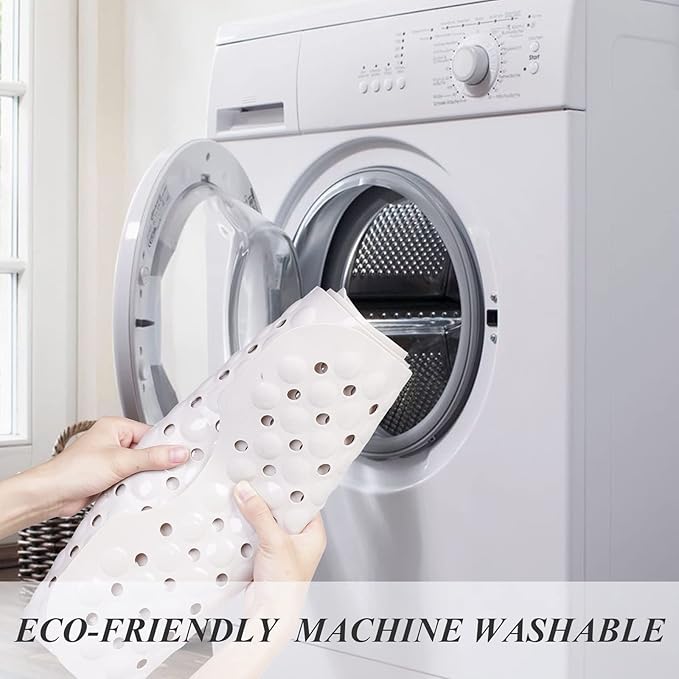 Sheepping Baby Bath Mat Non Slip Extra Long Bathtub Mat for Kids 40 X 16 Inch - Eco Friendly Bath Tub Mat with 310 Big Suction Cups,Machine Washable Shower Mat (Khaki)