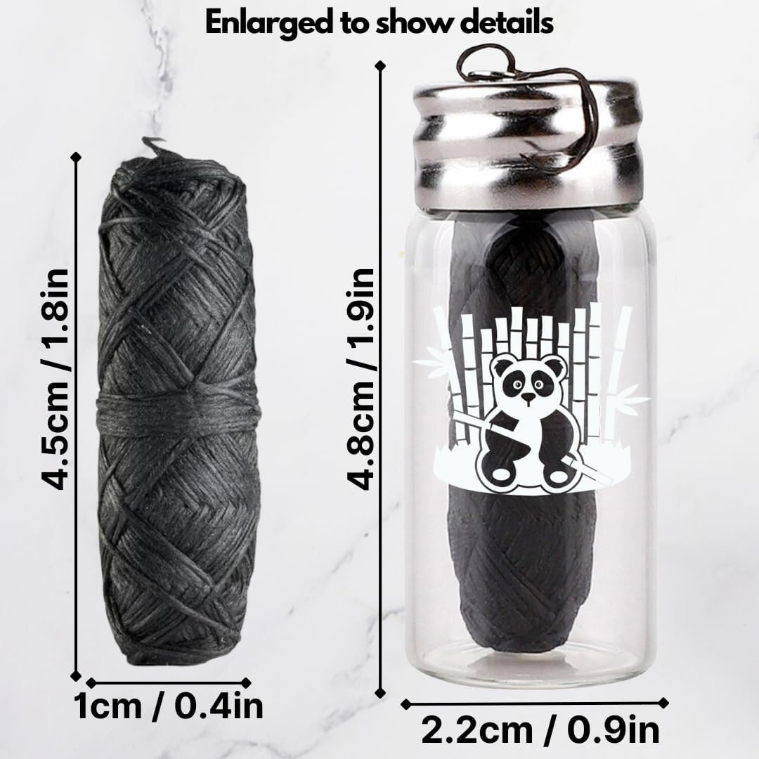 BOONBOO Dental Floss, Bamboo Charcoal Woven Thread, Glass Bottle + 3 Spools, Total 300FT/90M, Waxed, Coconut