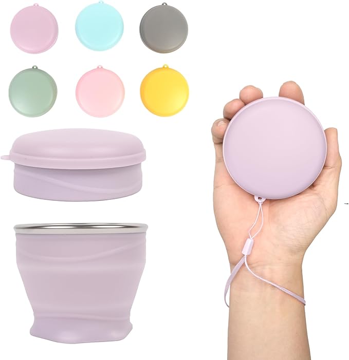 Collapsible Water Cup 6oz/180ml - Collapsible Cup - Silicone Collapsible TravelCup - Silicone Folding Camping Cup with Lids - Foldable Drinking Cup - for Travel, Camping, Hiking, Outdoor Sports