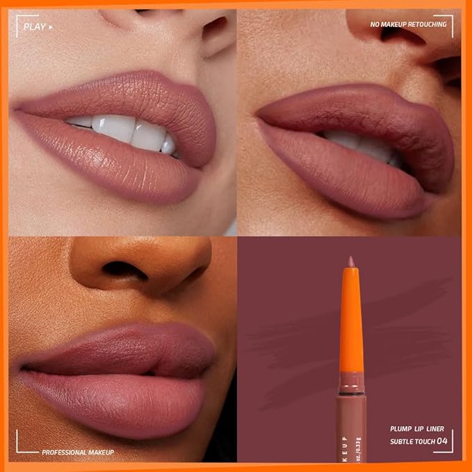 Matte Lip Liner Pencil for Shaping Lips, Retractable Creamy Brown Crayon LipLiner Pencil, Long Lasting Waterproof Lipstick Lip Liner Makeup, Vegan Beauty 04#