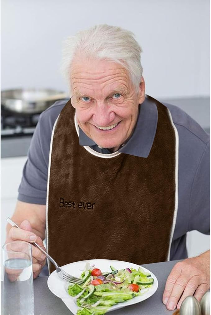 3 Pack Adult Bibs, Microfiber Super Soft Eating Cloth for Adults, Disabled, Adjustable, Dining Clothing Protector