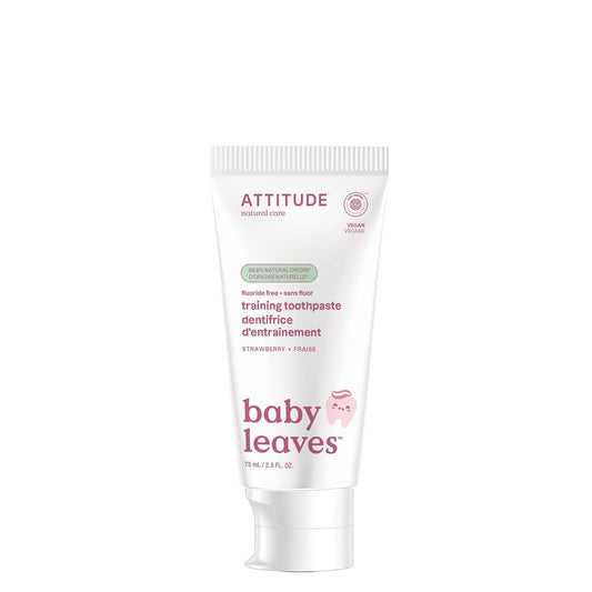 ATTITUDE Baby and Child Fluoride-Free Training Toothpaste, EWG Verified, Naturally Derived Ingredients, Vegan, Strawberry, 2.6 Oz