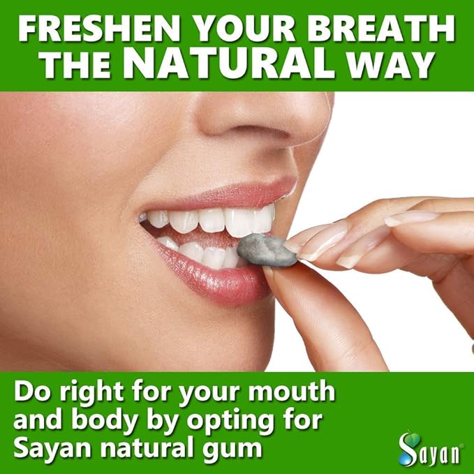 Sayan Sugar Free All Natural Gum, Siberian Pine Tree Resin and Beeswax Chewing Gum for Fresh Breath, Vegetarian, Non-GMO, No Sugar, Gluten Free, Aspartame Free, No Preservatives - 5 Packs (80 Pieces)