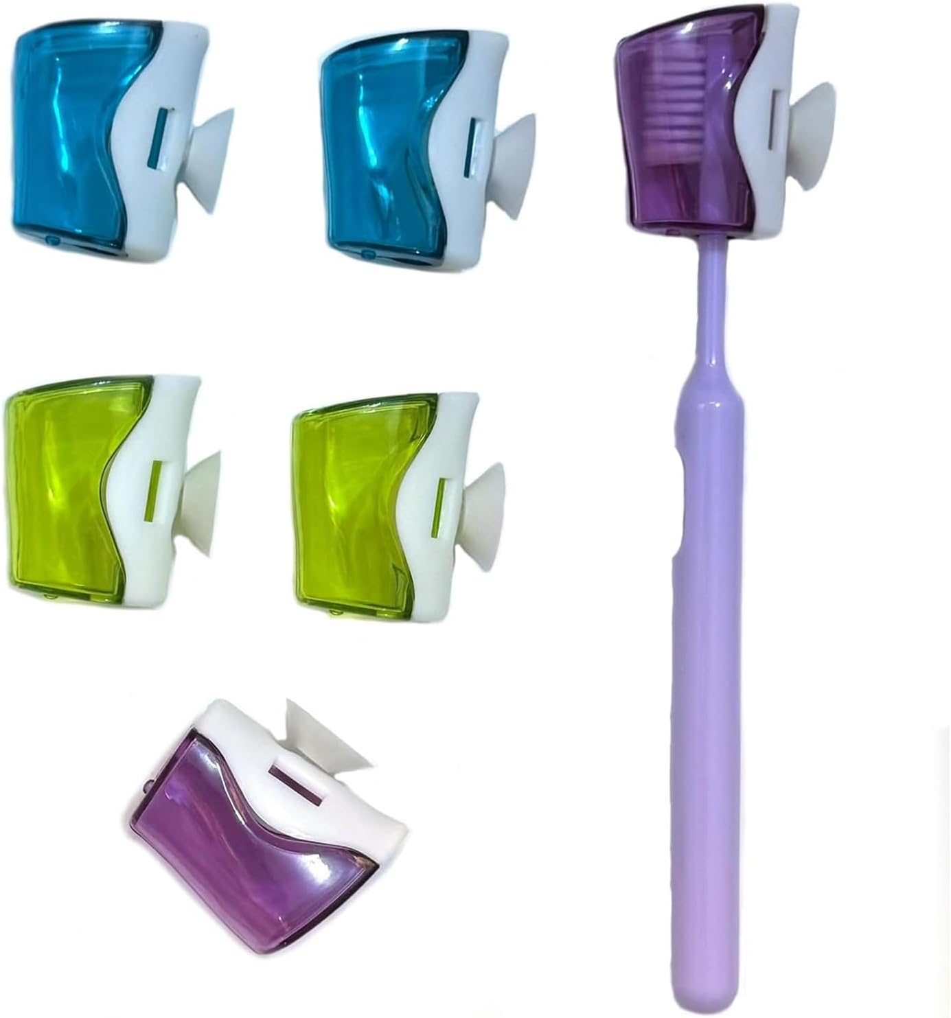 6 PCS Travel Toothbrush Head Covers Caps, Tooth Brush Protector Cap Brush Pod Case Portable Plastic Clip Wall Mounted Hanging Rack Organizer for Bathroom Travel