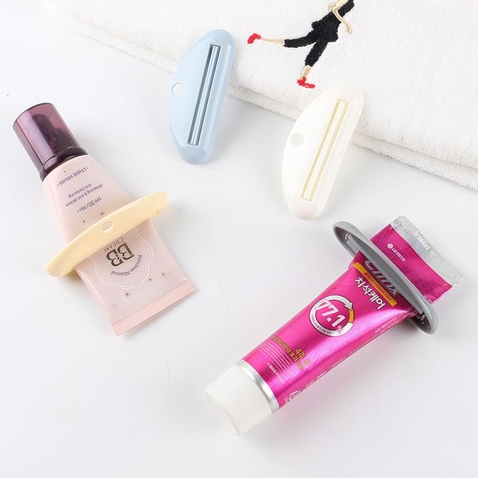 4PCS Toothpaste Squeezer,Toothpaste Dispenser,Plastic Toothpaste Tube Squeezer,Hanging Tooth Paste Clips Roller Squeezer Holder,Suitable for Toothpaste Cream Cosmetics and Paint(Colorful)