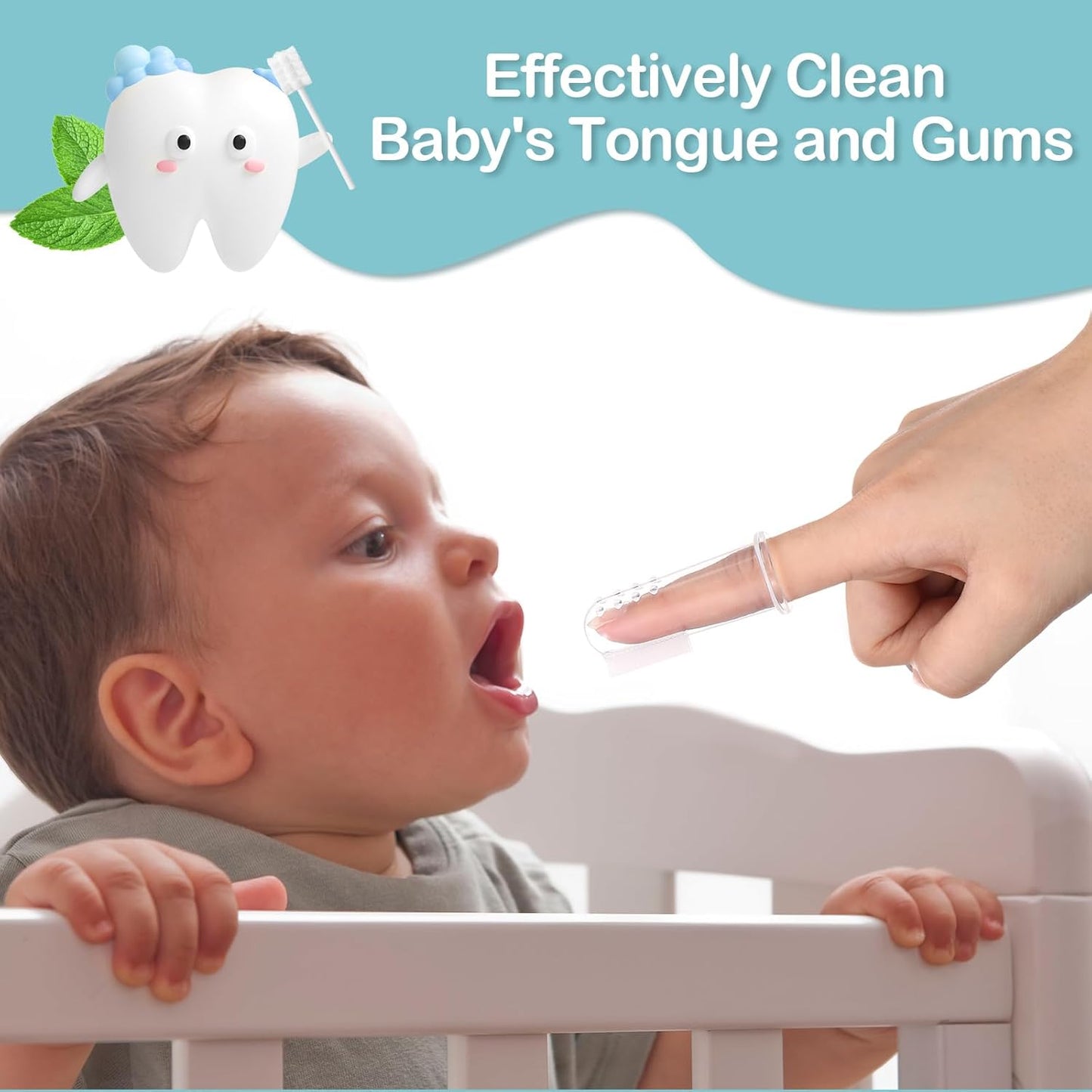 200 Pieces Baby Tongue Cleaner Disposable Infant Oral Cleaner with 4 Pieces Finger Toothbrush Soft Gauze Baby Mouth Newborn for Tooth Mouth Gum Dental Care(Blue)