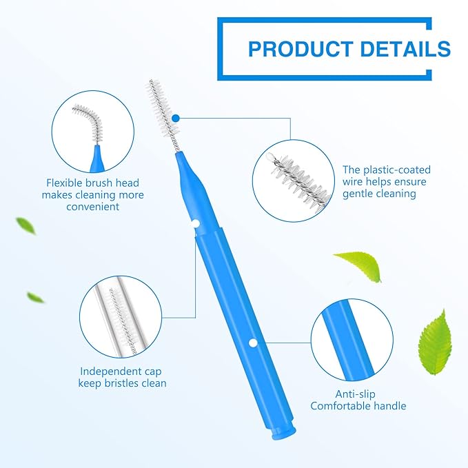 200 Pcs Interdental Brushes Braces Brush for Cleaner Disposable Dental Floss Picks Braces Flossers Dental Brush Soft Dental Tooth Flossing Head for Teeth Cleaning Tool, 5 Colors, 5 Sizes