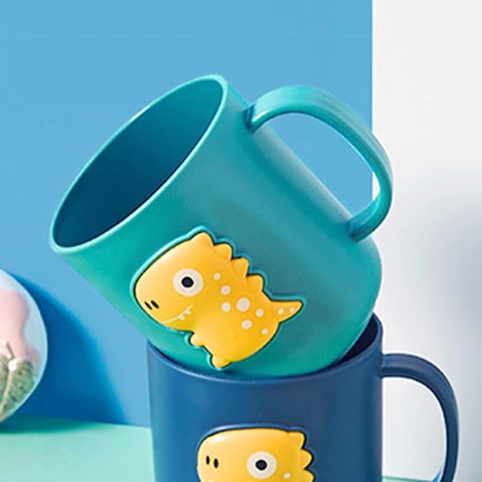 Bathroom Toothbrush Holder - Dinosaur Design Cup, Portable Drinking Mug, Child Friendly Design with Leak Proof Lid, Toothbrush and Cup Set, for Kids Boys Girls Toddler Home Kitchen Bathroom