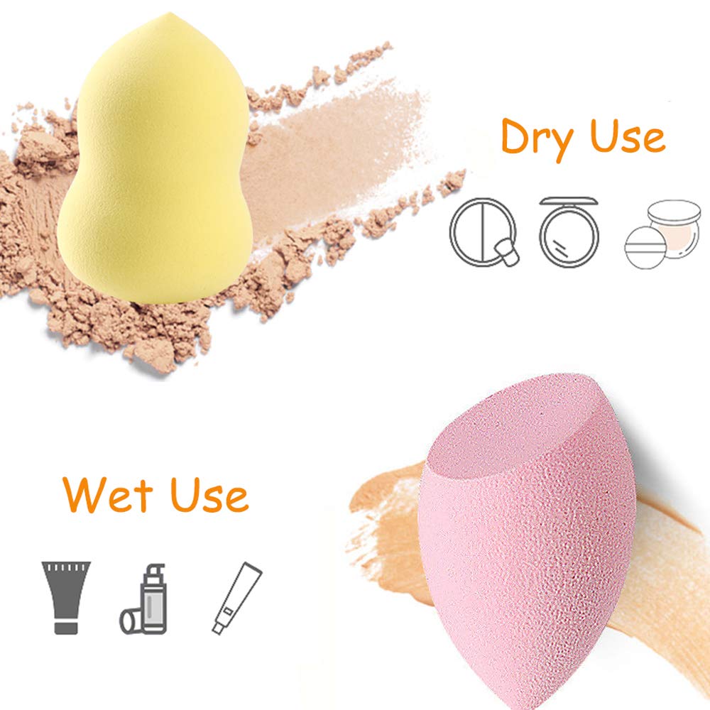 45pcs Makeup Sponge Blender Set - 39 Pcs Latex-Free Vegan Sponges with 6 Pcs Makeup Blender Holder, Beauty Cosmetic Foundation Blending Powder Puff for Liquid Powers BB Cream (Style 2)