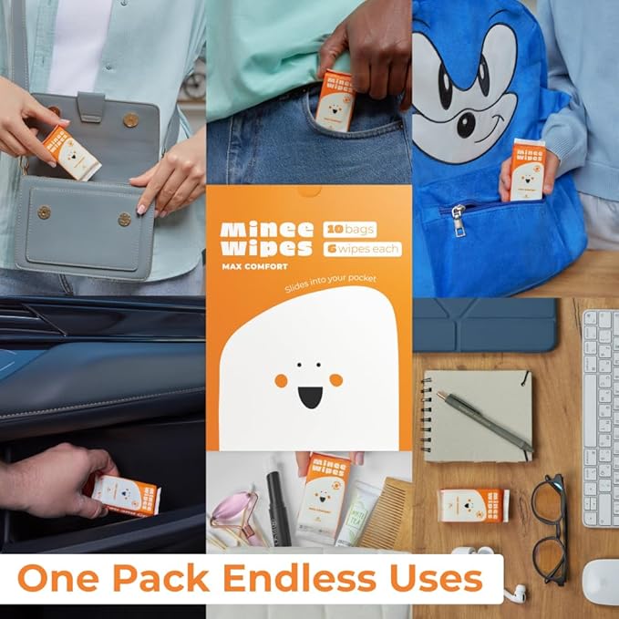 Impossibly Compact Travel Wipes - 99.5% Water - Safe for Sensitive Skin & Hypoallergenic, Resealable, Thick & Durable - For Adults, Kids & Baby Care - Unscented, 20 Pack Total 120 Wipes