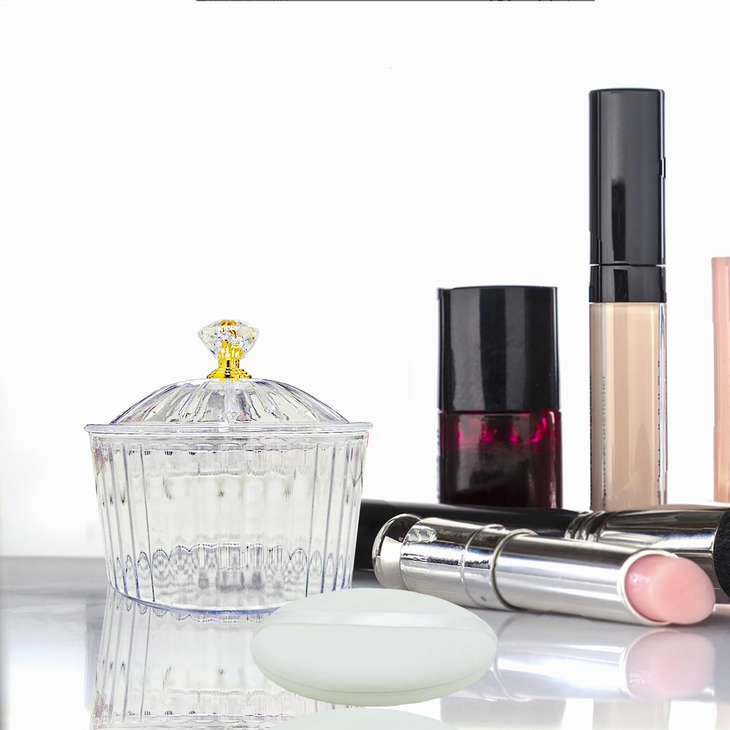 3 Pcs Body Face Plastic Powder Puff and Container Dish Fluffy Soft Large Powder Puff for Women(Roman jar Shape)