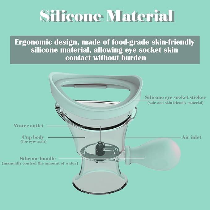 2Pack Eye Wash Cup, Portable Eye Washer Bath Kit Eye Care Silicone Air Pressure Eye Cleaning Cup Eye Wash Cleaner Kit Soothing Tired Eyes Effective Relief Tired Eyes Cleaning Eye Dust Makeup Irritants