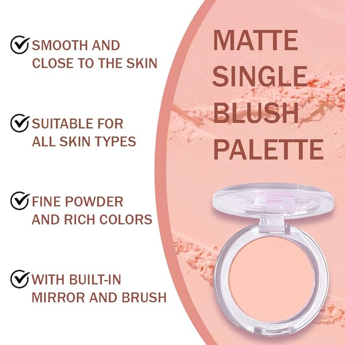 Blush for Cheeks Makeup Palette, Natural Matte Cream Powder Single Blushes for Eye and Cheek, Buildable Long-Lasting Color,Vegan & Cruelty-Free,Everyday Makeup Look for Women,#05-Nude Skin Tone