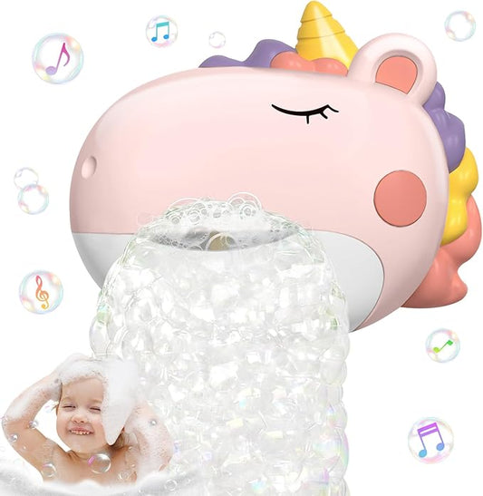 Baby Bath Toys, Unicorn Bath Bubble Machine Toddler Bath Toys for Kids Ages 1-3 4-8, Interactive Bathtub Shower Water Toys Bubble Maker with Music Christmas Birthday Gifts for Boys Girls