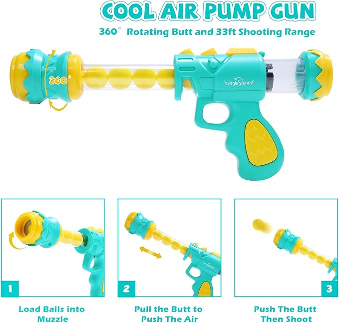 EagleStone Moveable Dinosaur Shooting Toys for Kids, Triceratops Dino Shooting Games with 2 Gun, 48 Balls, LCD Score Record, for Boys and Girls, Party Favor for Indoor and Outdoor