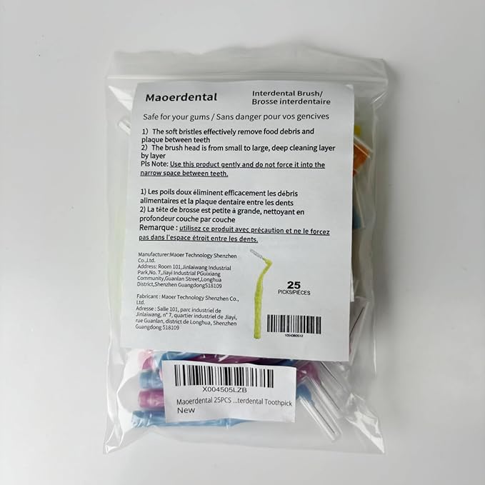 50PCS L-Shaped Interdental Brushes Braces Toothbrush Short Handle,5 Different Sizes Dental Floss Brush Angled Interdental Toothpick