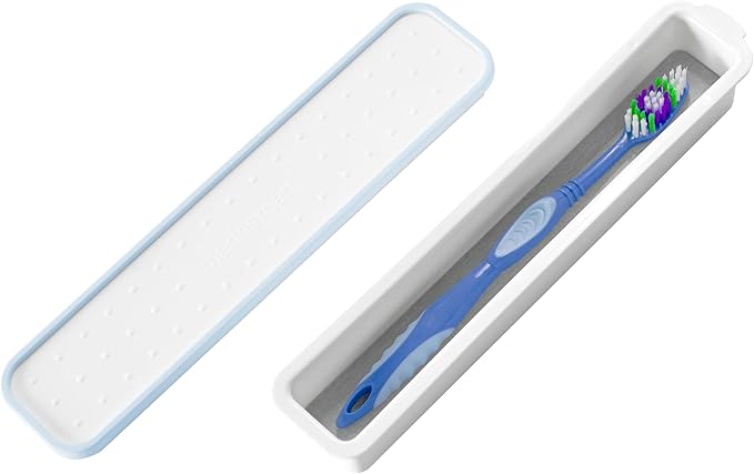 madesmart Travel Toothbrush Case, Drying Stone Technology, Top for Travel, Eco-Friendly Organizer for Bathroom, Quick-Dry, Durable & Easy to Clean, Carbon