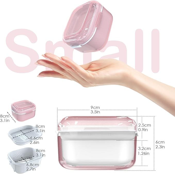 ARGOMAX Denture Case, Denture Cup for Soaking Dentures(Not Leak-Proof), Thorough Cleaning of Dentures, Retainer, Mouthguards, Clear Braces (Pink).