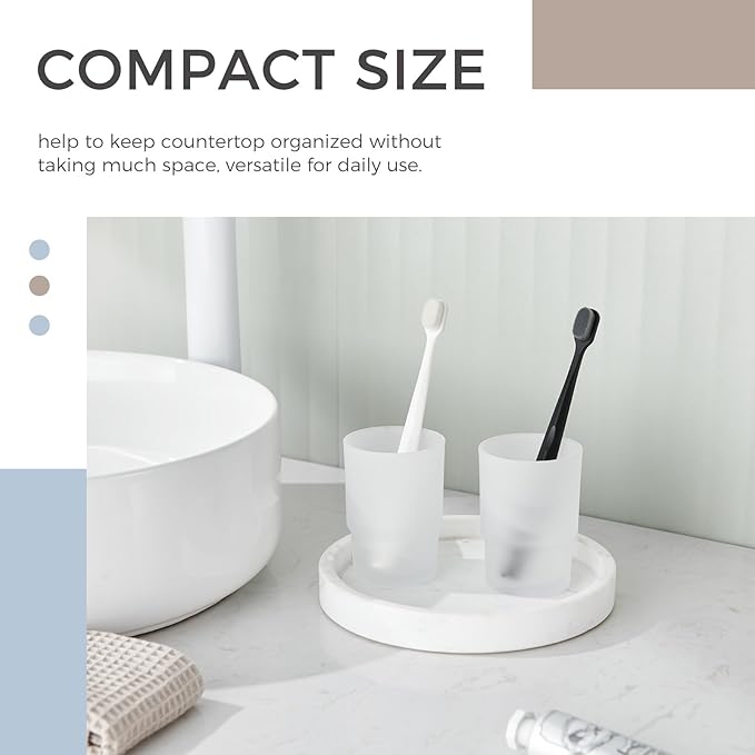 Glass Tumbler Cap 2 Pack, Aomasi Frosted Bathroom Rinsing and Mouthwash Cup, Toothbrush & Toothpaste Holder & Drinking for Glassware