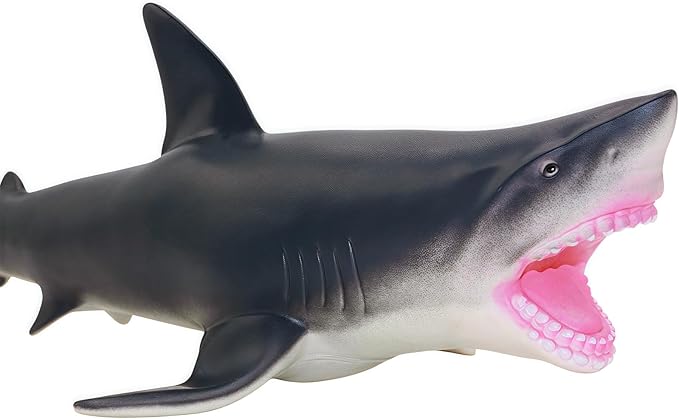 Gemini&Genius Sea Animal Great White Shark Action Figure Soft Rubber Swimming Pool Bathtub Toys, Realistic 18'' Length Ocean Animal Swordfish Educational and Role Play Toy for Kids