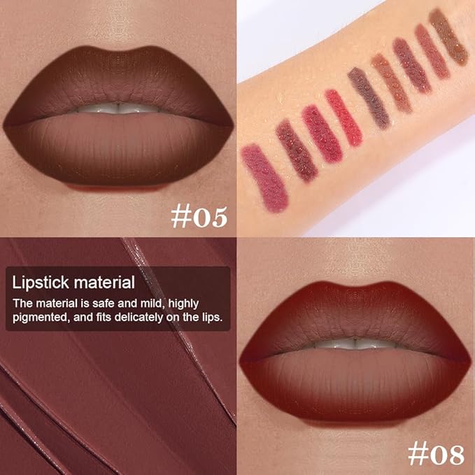 2Pcs Gradient Matte Lipstick Crayon Lip Liner pencil, Flawless Contour Gradual Ombre Effect lip Pencil, Lipstick for Women Long Lasting Waterproof Smudge Proof Lipstick Pencil 05#+08#