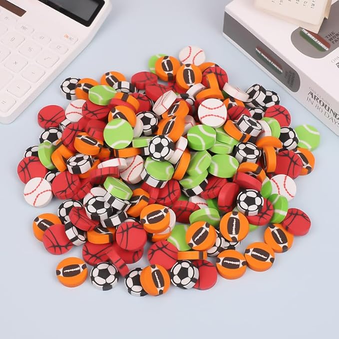 Kleeblatt Large Sports Erasers for Kids Bulk, 60 PCS Big Large Fun Desk Pets for Kids Classroom, Treasure Box Prizes,Party Favors for Kids Goodie Bags, Back to School Gifts for Students